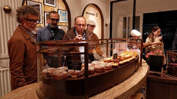 Guests at the BA for Salomon bakery counter